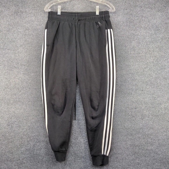 Adidas Men's Jogger Pants Black Small Drawstring Waistband Tapered Leg - Picture 5 of 13